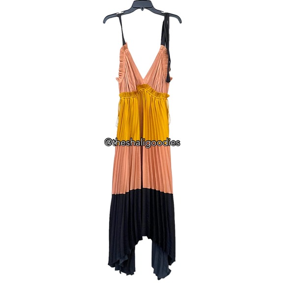 ULLA JOHNSON Gisella Dress Colorblock Pleated Maxi - Picture 5 of 9